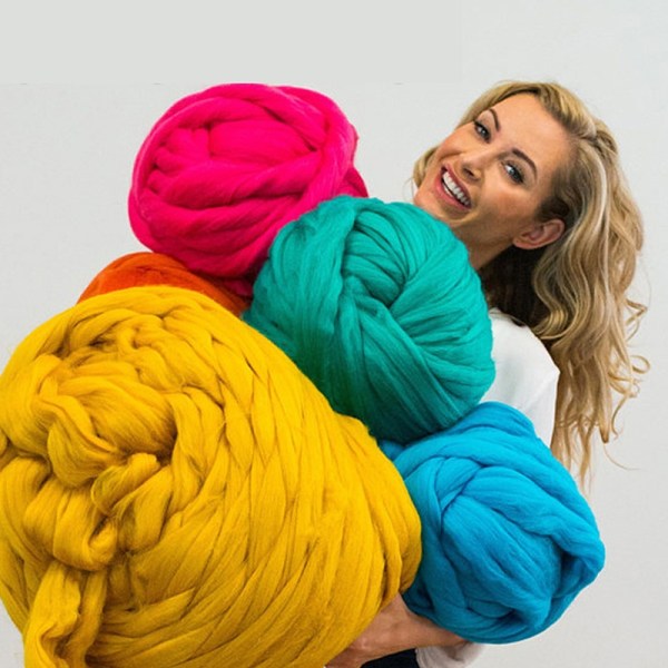 Bulky Ull Garn Chunky Arm Knitting Super Myk Giant Ball Rovin - Perfet Beige