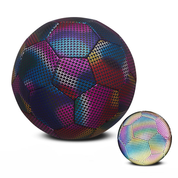 Reflekterende Fodbold, Lysende Fodbold, Reflekterende Fodbold, Glød I Mørket Fodbold, PU Lysende Fodbold - Perfekt Multicolor 5