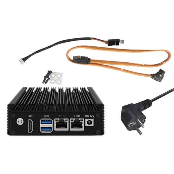 N3050 Mini PC X86-P1 Soft Routing 6W Dual Gigabit Mini Host Lav Effekt Quad Core Fire Tråde 2xUSB3.-Perfekt