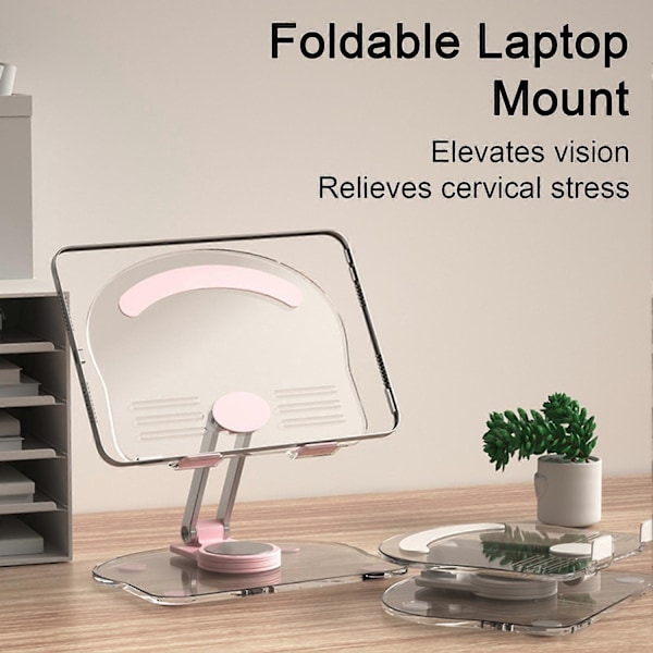 Laptop Stativ med 360 Graders Drejelig Base, Stærk Bæreevne, Universal Ergonomisk Computer Stativ, Laptop Stativ - Perfekt Pink