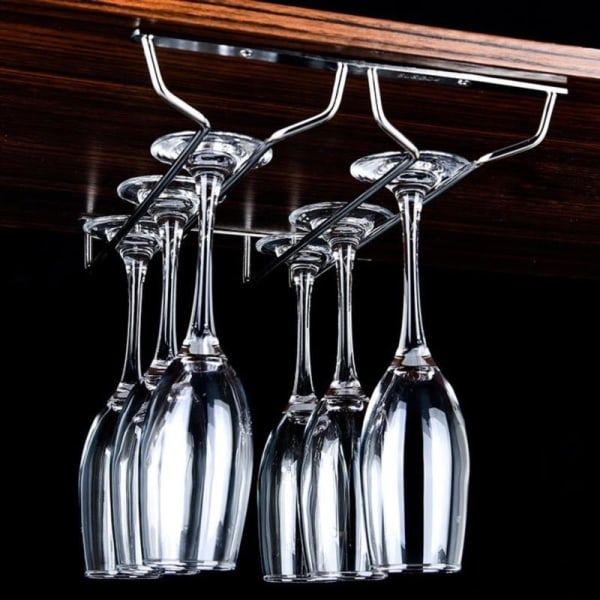 Silver Rostfritt stål Vinställ Glashållare Hängande Bar Goble - Perfet 35cm single row