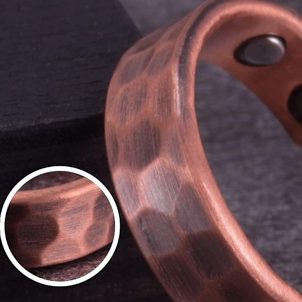 Vasarakuvioiset kuparisormukset miehille ja naisille, säädettävät vintage-tyyliset massiivikupariset magneettisormukset, vihkisormukset - Täydelliset