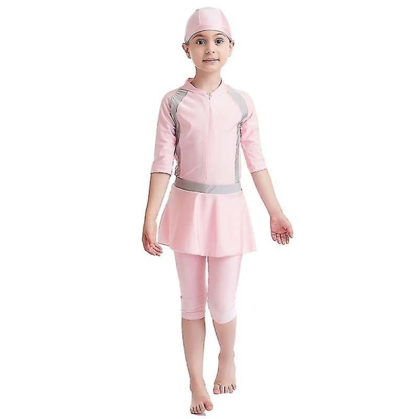 Perfekta flickor Barn Muslimska badkläder Islamiska badkläder Mild hud Burkini badkläder Strandkläder - Perfet pink 9-10 Years