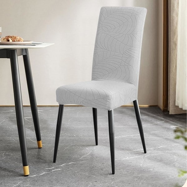 Pakketilbud Stoltrekk Stretch Avtakbare Vaskbare Spisestue Blader - Perfet Leaves-light Gray 6