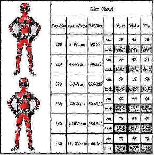 Deadpool Superhelt Party Cosplay Kostyme Karneval Gutte Halloween-Perfekt 100cm