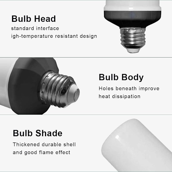 Pakke med E27 LED flamme pærer 4 tilstande med tyngdesensor flamme pærer til indendørs/udendørs/bar/fest juledekoration - Perfet