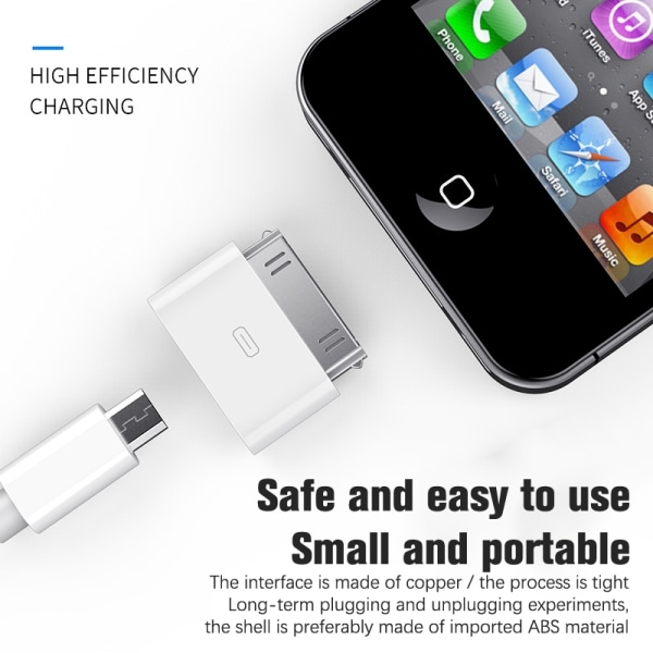 Micro USB till 30P Charger Converter Apple Phone 4 4s Data Synchr - Perfet