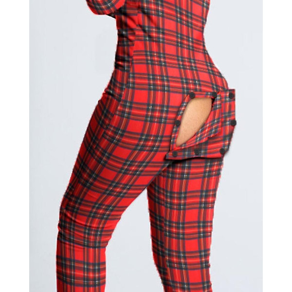 Bedst Sælgende Kvinders Én-delt Pyjamas med Åben Ryg for Praktisk Design - Perfet RED CHECK XL