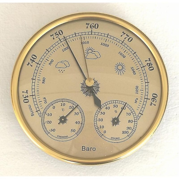 Barometer, väderstation med barometer och hygrometertermometer, 3 i 1 väggmonterad analog väderstation för inomhusbruk - Perfet