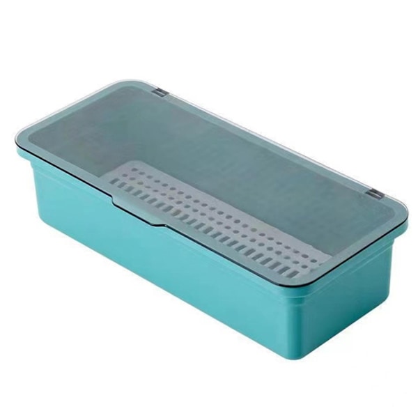 Läpinäkyvä Cutlery Tray - pölytiivis ruokailuvälineiden säilytyslaatikko - Perfet Blue