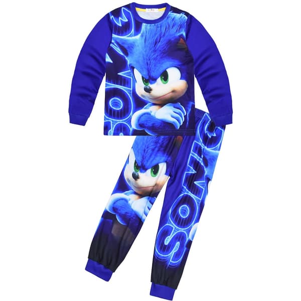 Sonic The Hedgehog Drenge Pyjamas 2 Dele Pyjamassæt Børn Natkjole - Perfekt 150cm