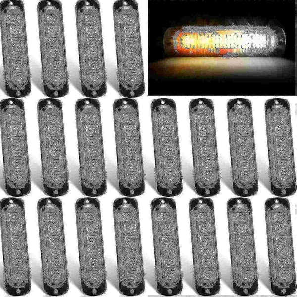 20 kpl LED-strobovalot 6 LED oranssi pinta-asennettava vilkkuva varoitusvalo - Perfet