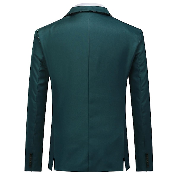 Mænds Business Casual Klassisk Hakket Lapel Dobbelt Slids Ensfarvet Enknaps Blazer - Perfekt Dark Green 2XL