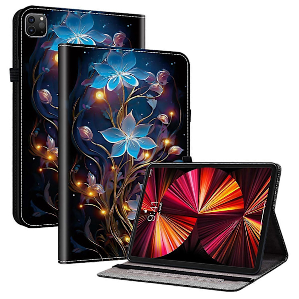 Læder Etui Kompatibelt med iPad Air 11 (2025) (2024) Air (2022) (2020) Pro 11 (2022) Mønsterprintet Tablet Co-Perfet Small Lantern Flower