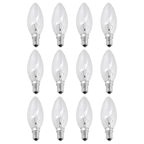 12x Ljuskälla 40W E14 Klar Vit Klassisk Glödlampa Stol - Perfet
