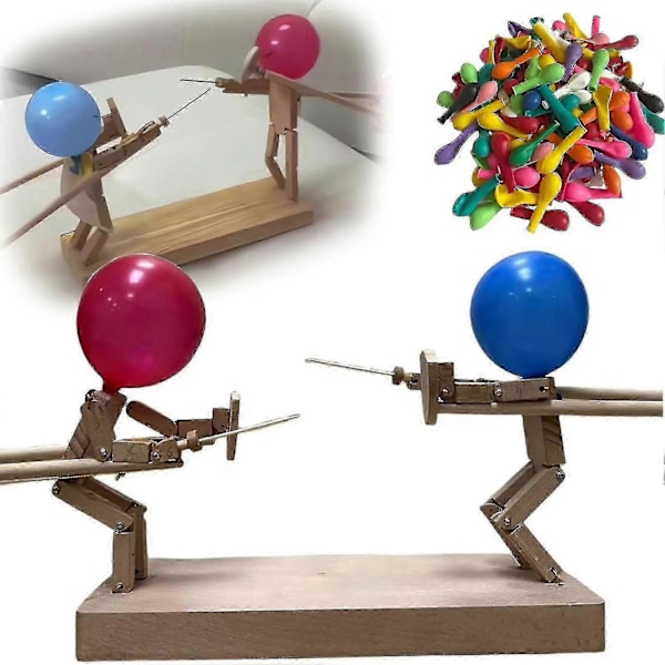 Bambus Battle Balloon Game - Raskt tempo, trefigting med trefigurer i tre, Poke Balloon leketøy - Perfekt B