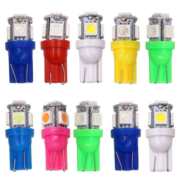 T10 w5w LED med 5st 5050SMD Gul-chip 12v DC 10-pack - Perfekt