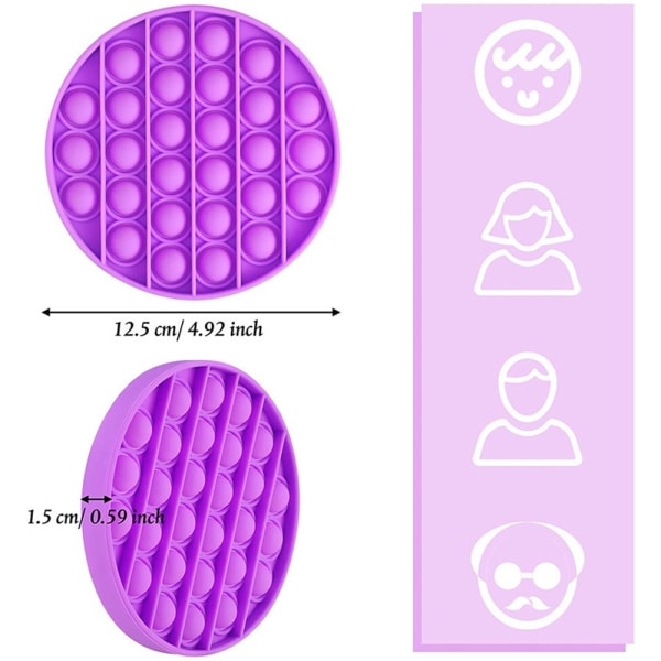Pop it Fidget Toy Push Bubble Sensorisk leksak Stressboll Barnspel - Perfet Purple - Round