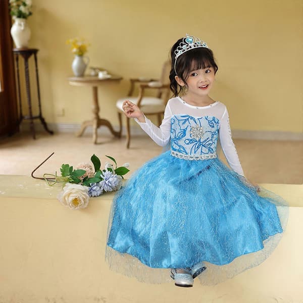 Barn Flickor Blå Klänning Kostym Prinsessklänningar Fancy Cosplay-Perfekt Blue 150