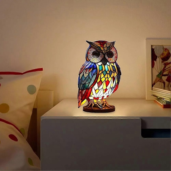 Dyr Bordlampe Serie Farget Glass Nattlys Retro Bordlampe - Perfekt Lion