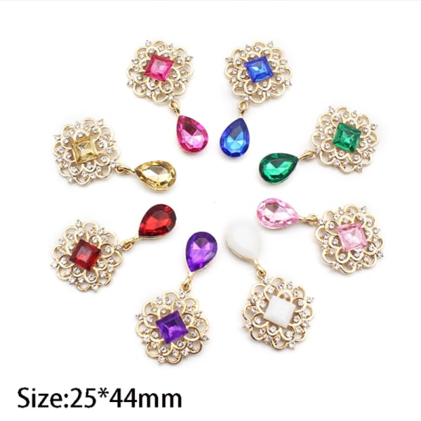 25*45MM legering Rhinestone Akryl Firkantet knapp DIY Dekorativ A - Perfet A9