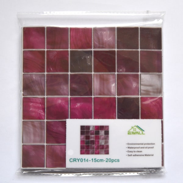 20 st 3D mosaikplattor fästa med självhäftande heminredning - Perfet 7# Purple 15x15cm