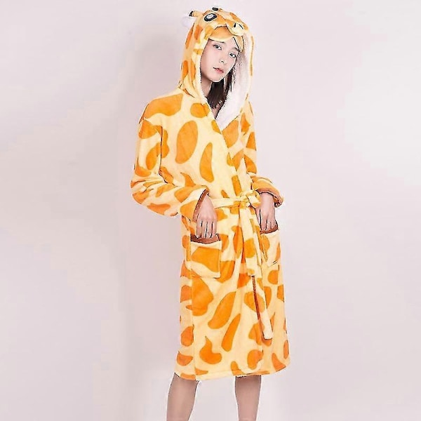 Tecknad Nattlinne Flanell Giraff Badrock Tiger Pyjamas Känguru Hemmakläder-Perfet Giraffe robe 120cm 105