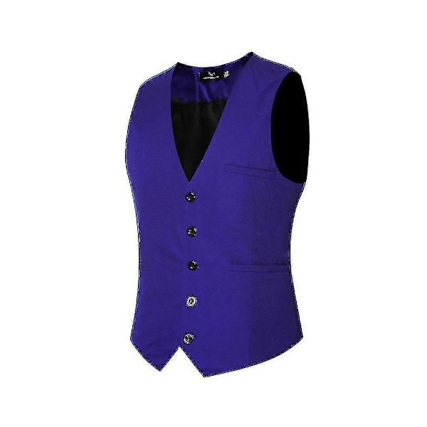Herrar V-ringad kostymväst ren bomull slim fit fyra säsonger väst-Perfet Blue XS