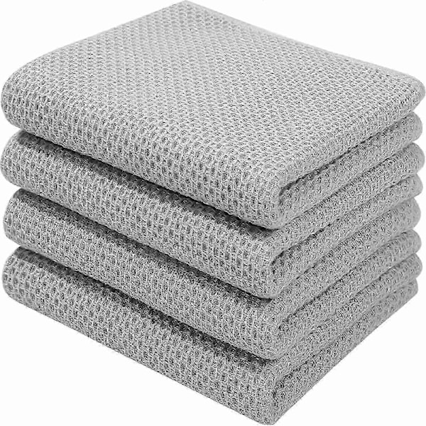 6-pack 100% Bomull Frotté Köksdukar - Hängögla för Disk och Köksrengöring - Perfekt Light gray 34*73cm