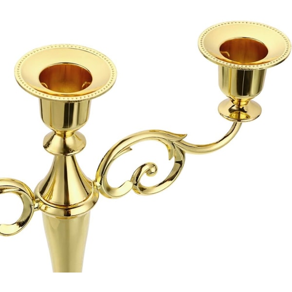 3 Metal Candelabra - Lysestakere for formelle arrangementer, bryllup, kirke, feriedekor, Halloween, Golden Tone gold