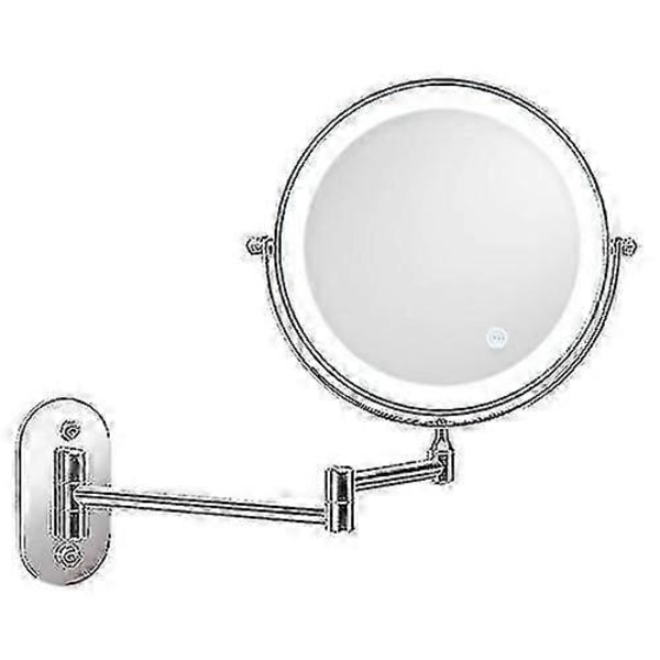 8 tommer vægmonteret dobbeltsidet makeup spejl LED tre-tonet lys badeværelsesspejl - Perfekt Battery Models Silver Ten Times Magnification