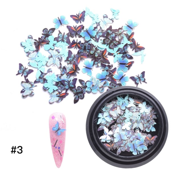3D Nail Art Tarra Värikäs perhostyylinen kynsille - Perfet Light Blue