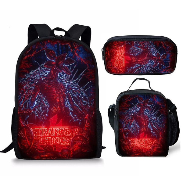 Stranger Things4 Opiskelijan koululaukku Lasten unisex reppu lounaslaukku - Perfet 10 Take meal backpack