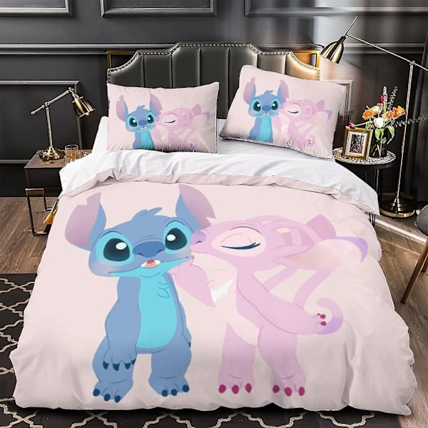 Stitch sängkläder set för pojkar - Lilo & Stitch mönster - Påslakan för barn och pojkar - Påslakan med dubbelt örngott 135*200 CM-Perfet Single135x200cm