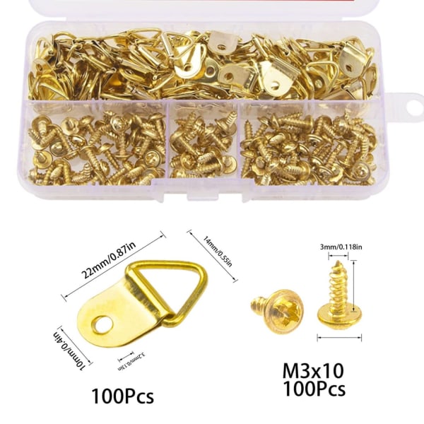 100 stk Gold-Picture Hanger Kit Rustfritt stål ramme festebilde - Perfet