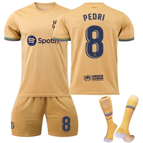 Børn Drenge T-shirt + Shorts FC Barcelona Pedri Fodboldtrøje Suit V - Perfet #8 8-9Y