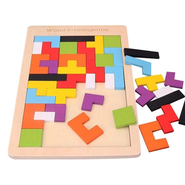 träklossar Pussel Brain Teasers Toy Tangram Jigsaw Intelligence - Perfet