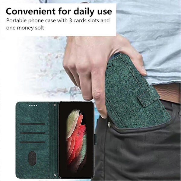 Etui Kompatibelt med Samsung Galaxy A32 5G Magnetisk Stænk- og Ridsesikkert Læder Flip Cover Kompatibelt med Samsung Galaxy A32 5G Etui - Perfekt Green