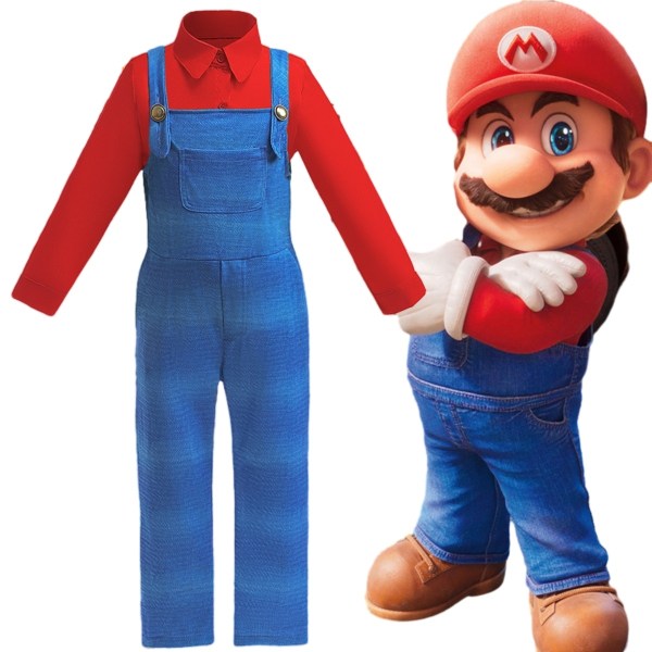 Super Mario Costume Halloween Cosplay -asu lapsille Super Brothers -asu - Perfet Red 110cm