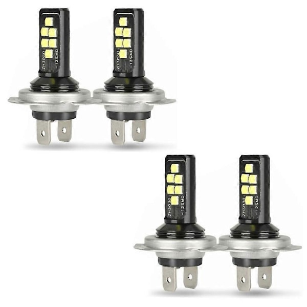 4X H7 LED forlygte pære sæt høj og lav stråle 220w 60000lm super lys 6000k hvid - perfekt