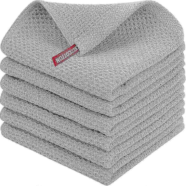 6-pack 100% Bomull Frotté Köksdukar - Hängögla för Disk och Köksrengöring - Perfekt Light gray 34*34cm