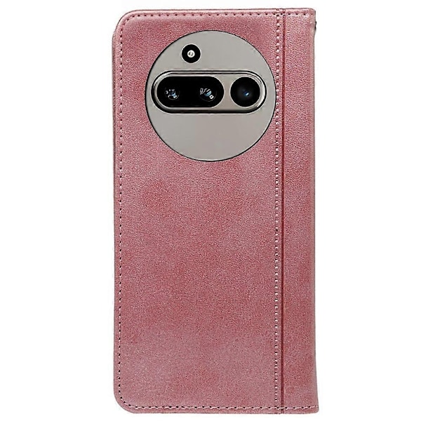 Kompatibelt med Nothing Phone (3a) Fodral Dold Magnetisk Stängning Kalvtextur Läder Telefonskal - Röd-Perfet Rose Gold