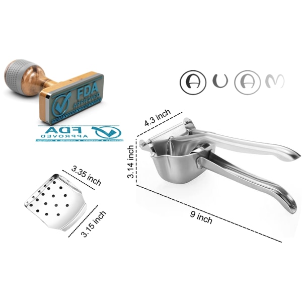 Ægte rustfrit stål citronpresser Citruspressere Håndpresser Heavy Duty manuel juicepressemaskine Orange Lime Grapefrugt- Lys sølv- Perfet Ljussilver Stor