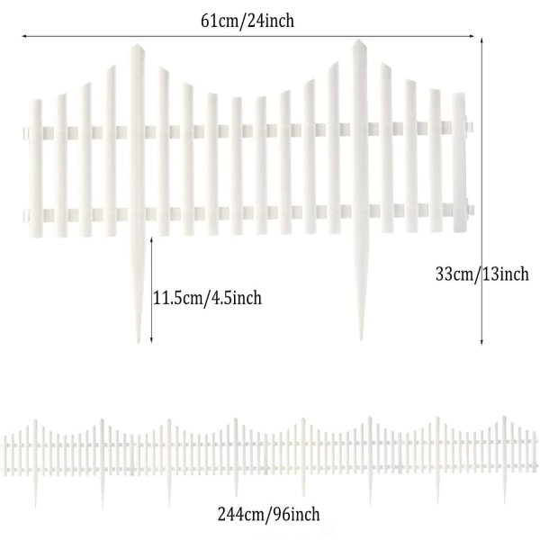 4STK Havehegn Hvid Plastkant Græs/Plæne - Perfet