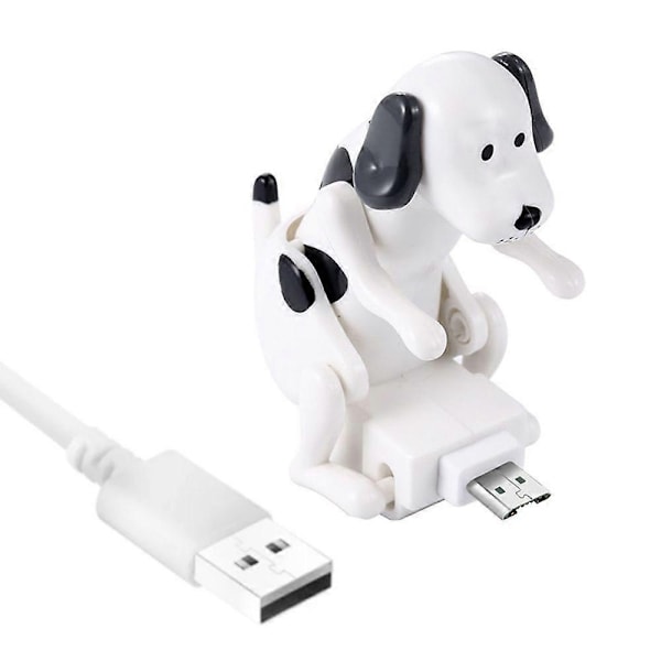 Rolig Stötande Hund Laddningskabel Lindra Stress Effektiv Snabbladdning Smart Chip Type-C/8-Pin/Micro USB Laddningssladd-Perfet White Micro