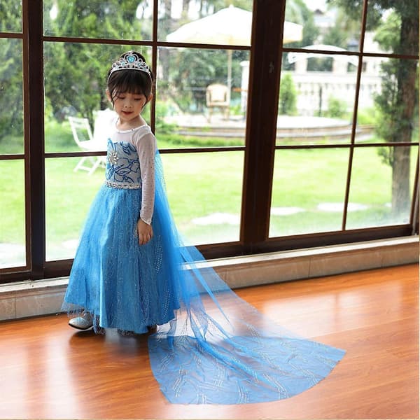 Barn Flickor Blå Klänning Kostym Prinsessklänningar Fancy Cosplay-Perfekt Blue 140
