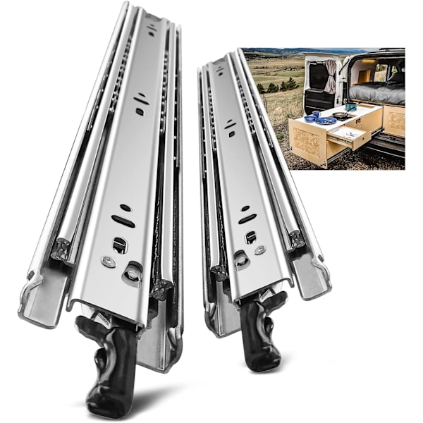 Vankat laatikonjohteet, pidennetty 450 mm, lukolla, kantavuus jopa 68 kg - Perfet 450mm