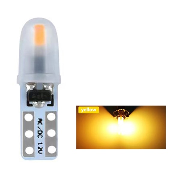 5 stk T5 Led bil interiør lys indikator instrumentbræt måler - Perfet Yellow