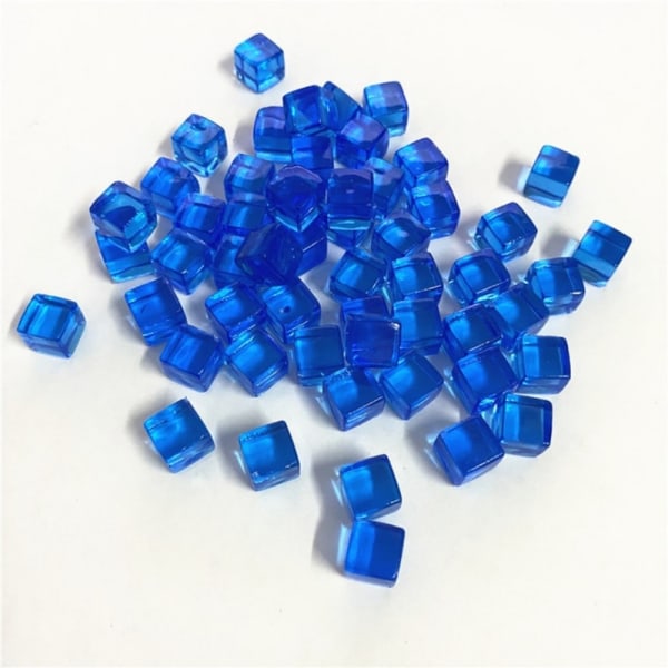 50 stk/ sæt 8 mm klar terning farverigt krystal firkantet hjørne Transpa - Perfet Blue 50pcs