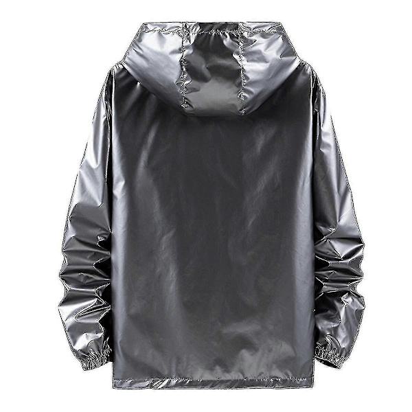 Mænds Glansfuld Vandafvisende Hættejakke - Perfet Grey XL